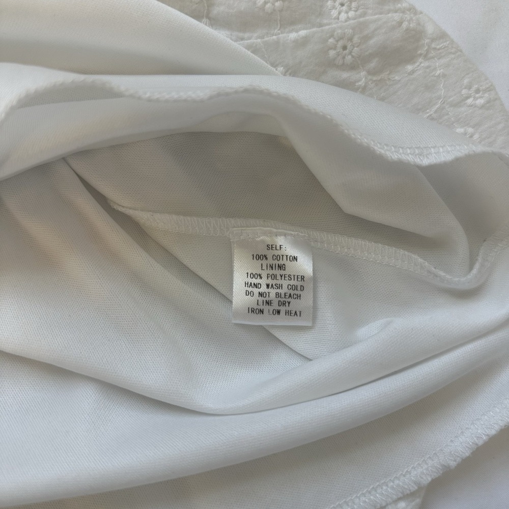 Fore Womens White 100% Cotton Eyelet Embroidered Babydoll Dress Size Large - Picture 9 of 10
